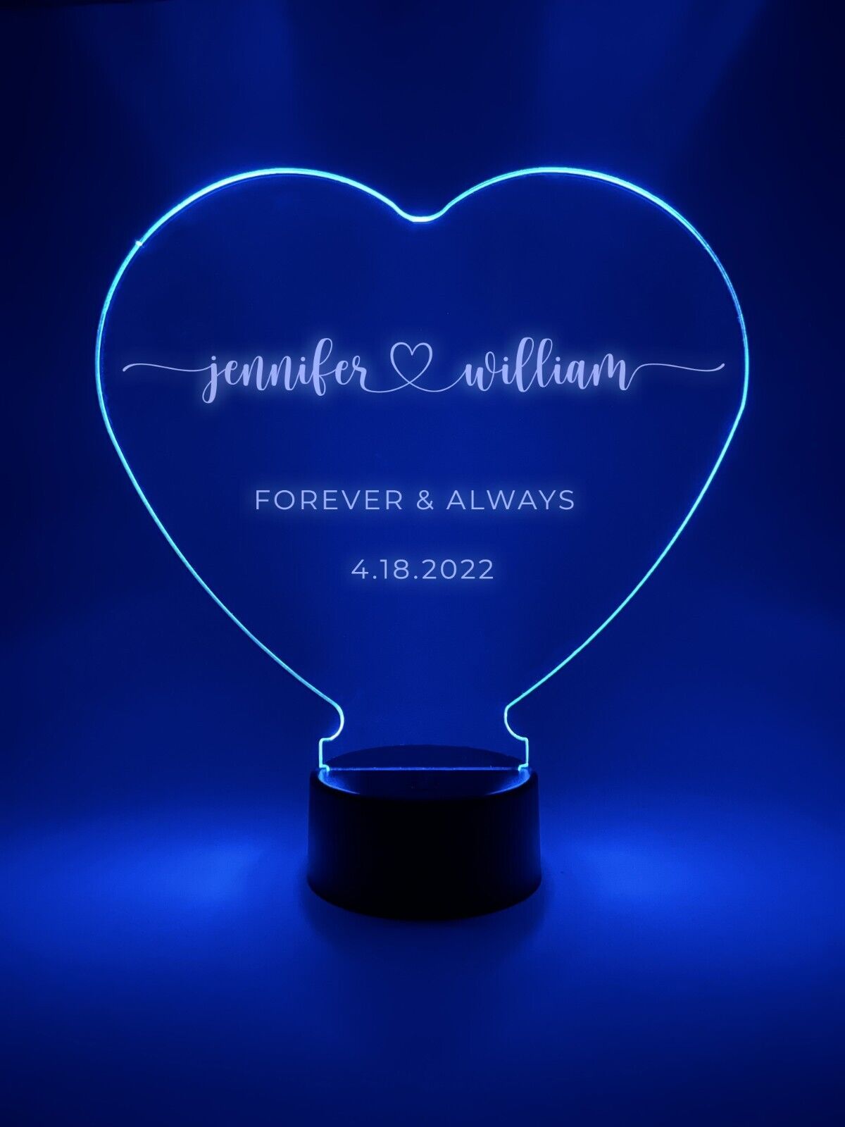 Personalized Couple Love Heart Night Light Up Table Desk Lamp LED 16 color light