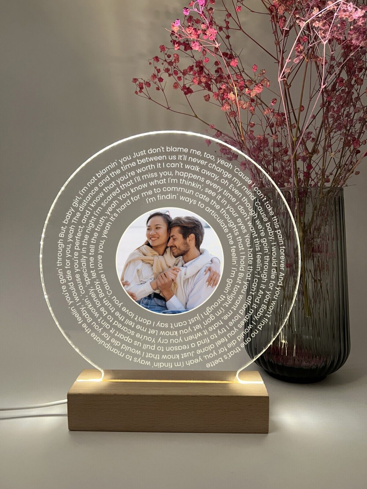 Personalized LED Light Up Vinyl Lyrics Couple Anniversary Wedding Holiday Gift