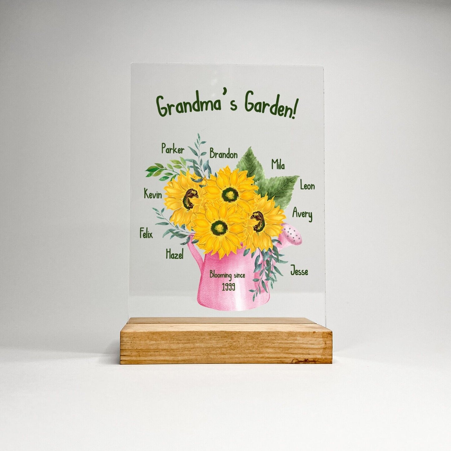 Personalized Flowers Home Décor Grandma Holiday Mothers Day Gift Wood Stand