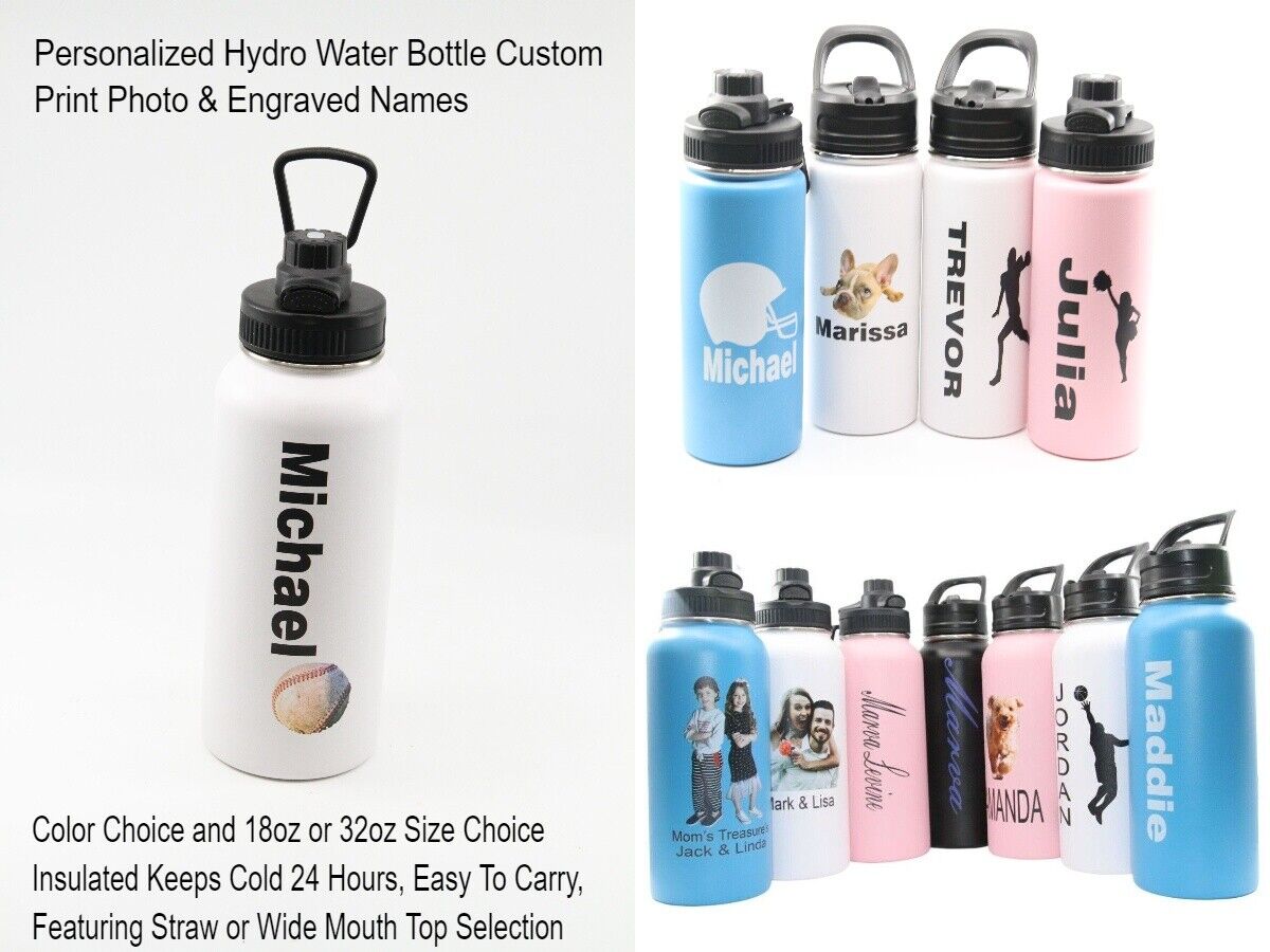 Personalized Insulated Sports 18/32oz Hydro Water Bottle Custom & Engraved Free