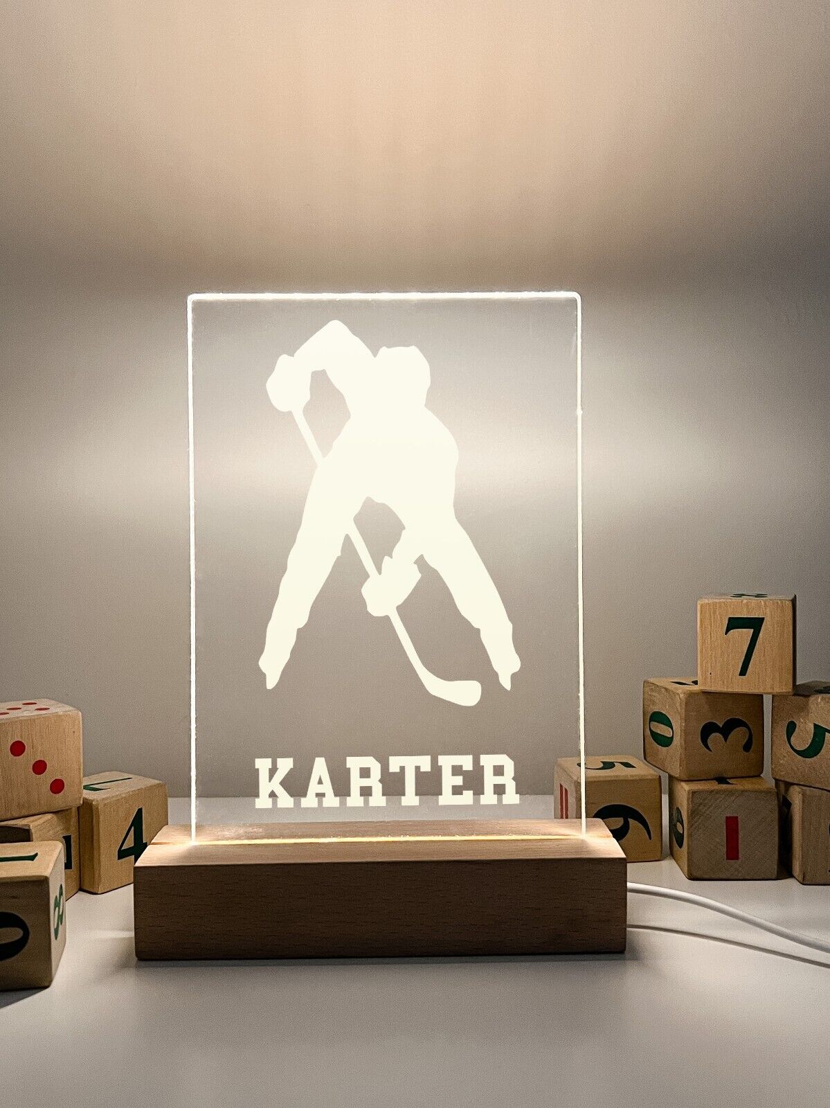 Personalized LED Light Up Desk Lamp Stand Hockey Athlete NHL