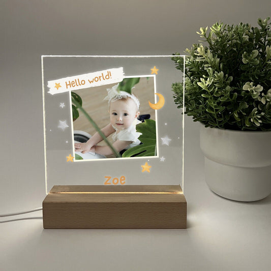Personalized LED Light Up Wood Stand Baby Newborn Expecting Mother Nursery Gift