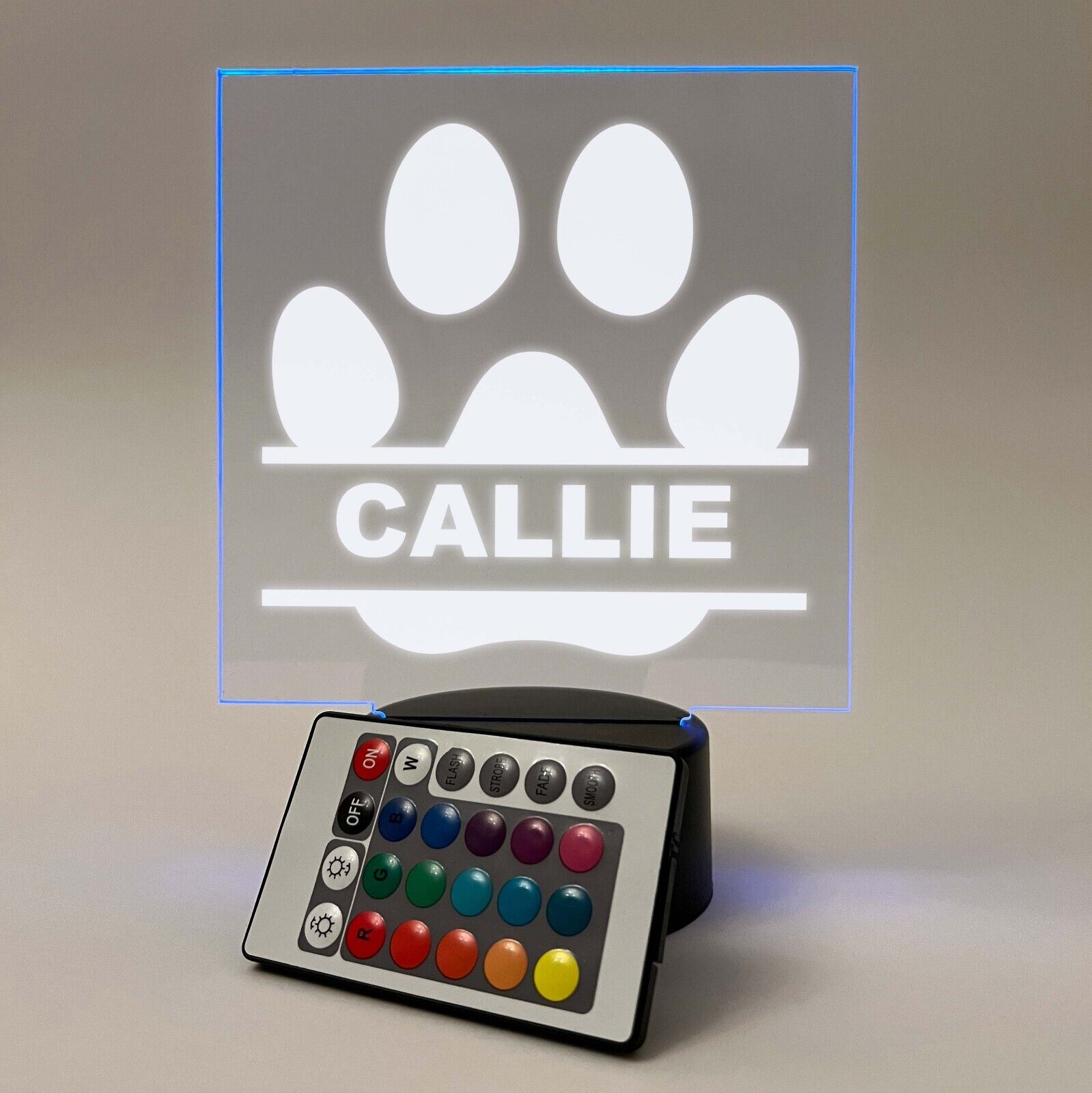 Personalized LED 16 Colors Light Up Stand Pet Puppy Dogs Paw Gift w/Remote