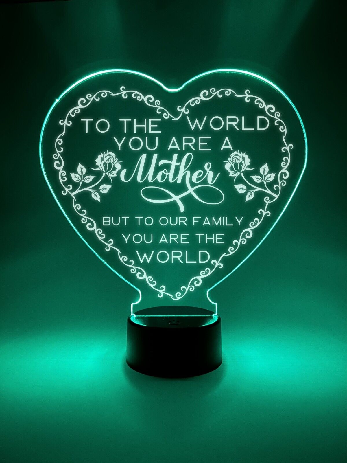 LED 16 Color Mom Mother Message Heart Shape Table Desk Lamp Mothers Day