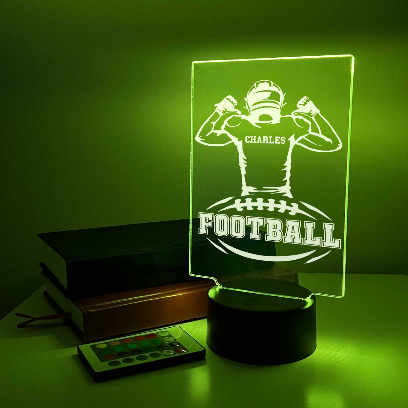 Personalized RGB Light Up Desk Lamp Stand Football Athlete Warner night light