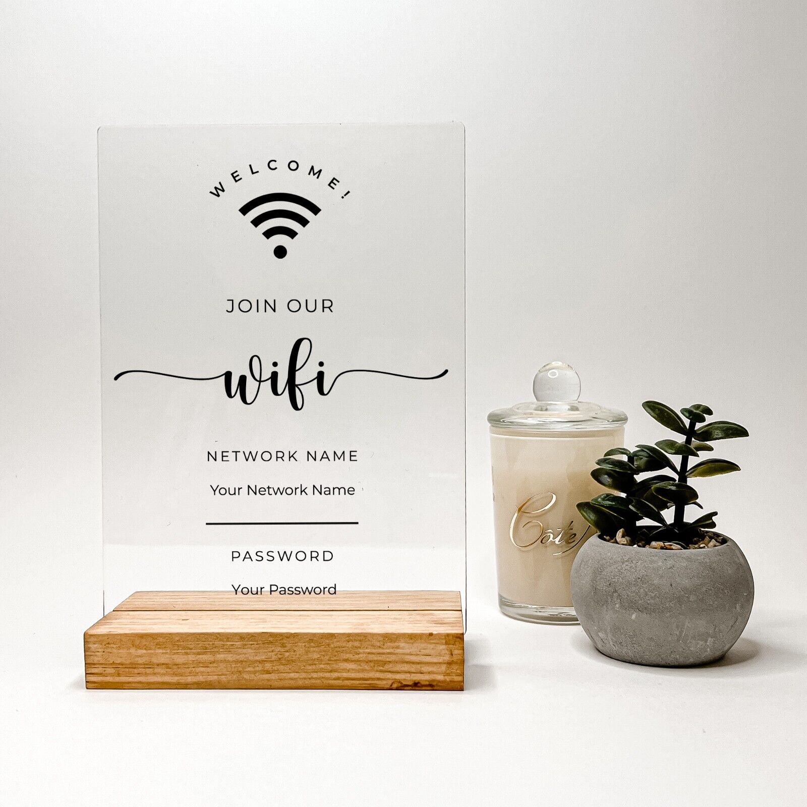 Connection Stand Card Personalized Wi-Fi Internet Network Connection Stand Custom Wood Stand ...