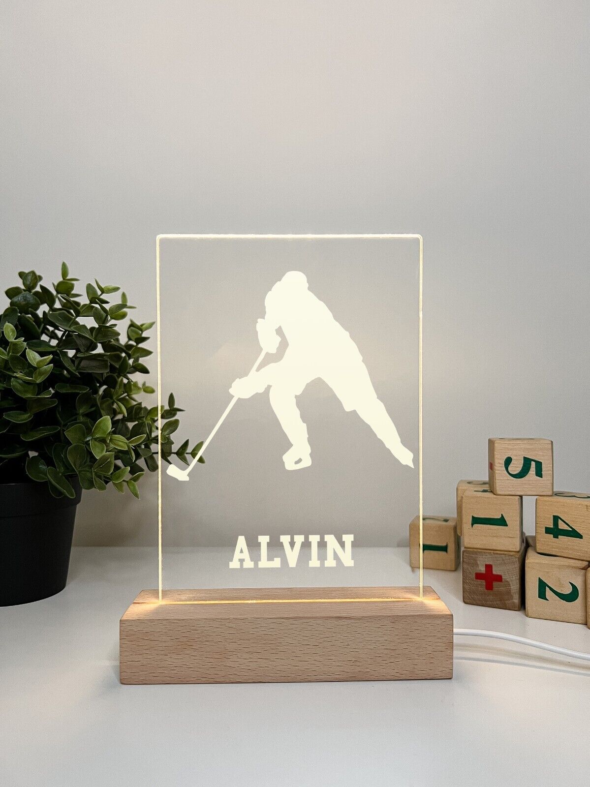 Personalized LED Light Up Desk Lamp Stand Hockey Athlete NHL