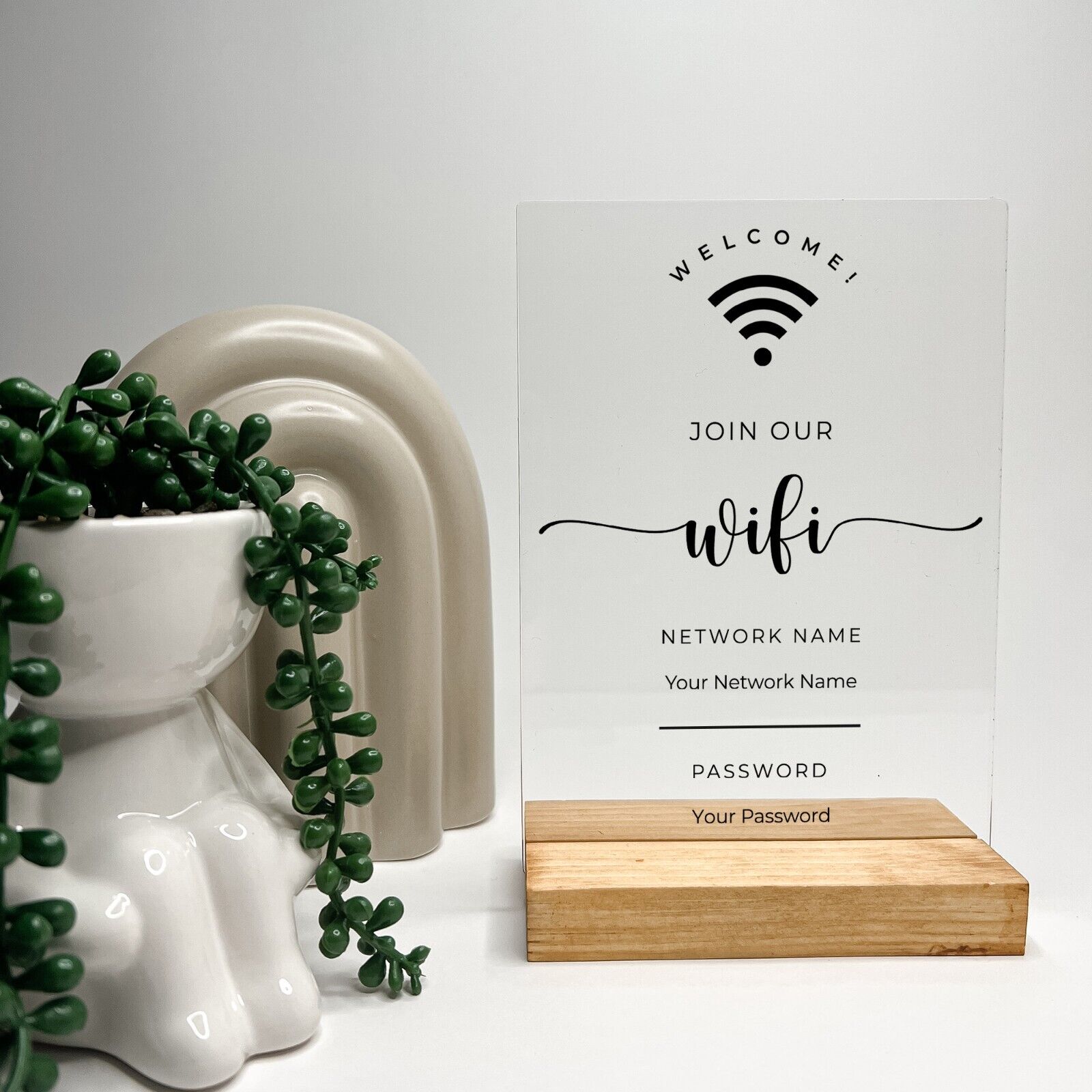 Personalized Wi-Fi Internet Network Connection Stand  Custom Wood Stand
