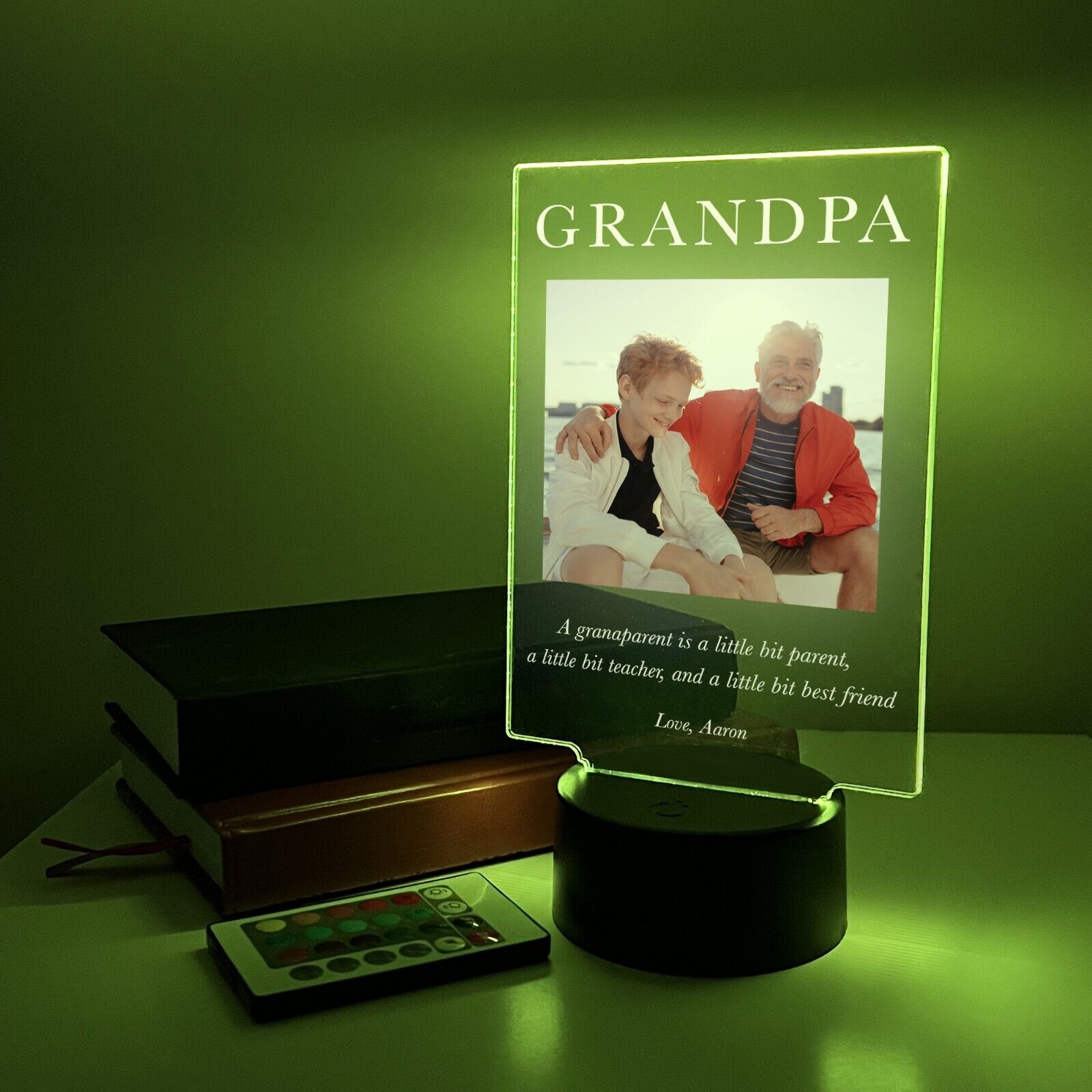 Personalized LED 16 Colors Light Up Stand Grandpa Love You Grandfather w/Remote