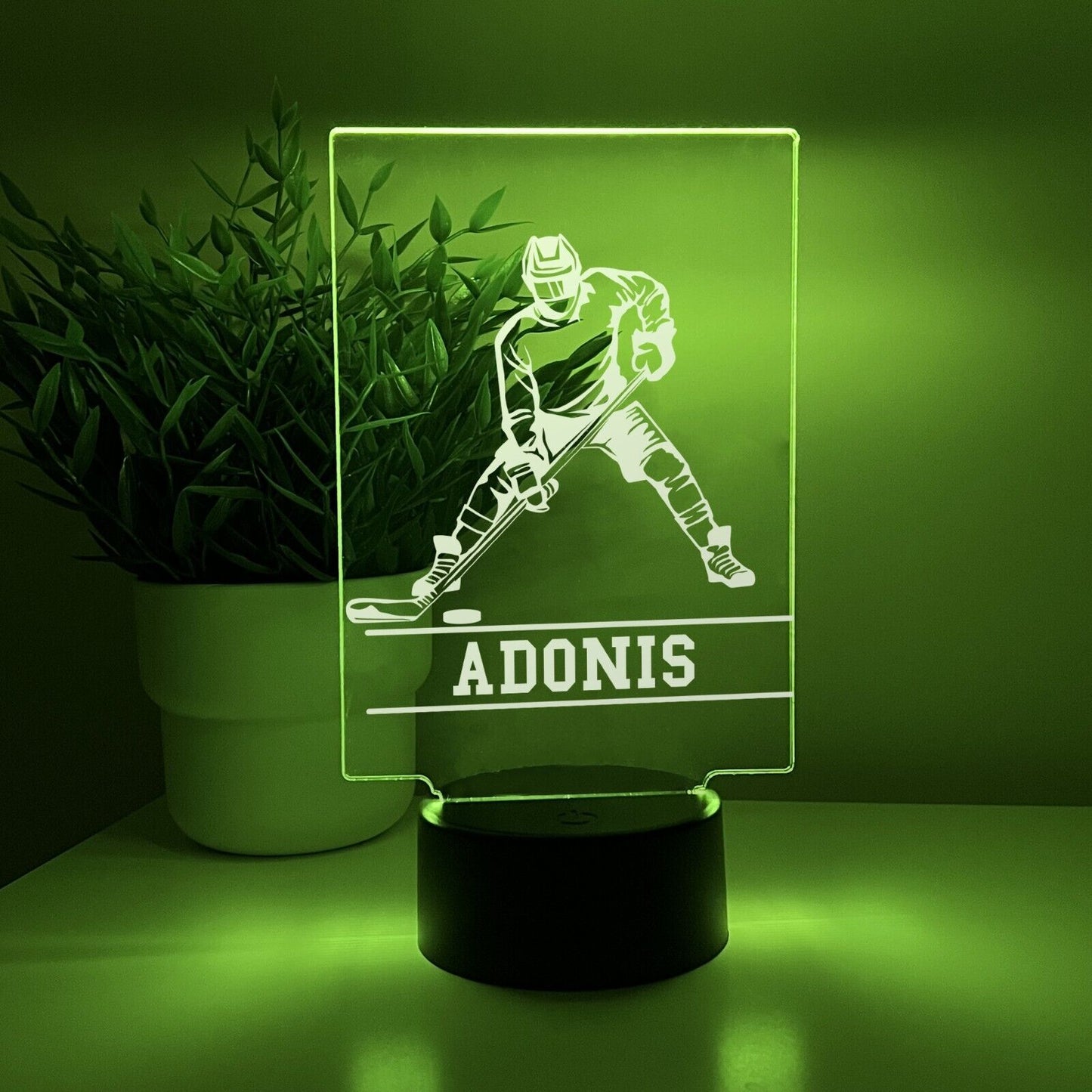 Personalized RGB 16 Color Light Up Desk Lamp Stand Hockey Athlete NHL