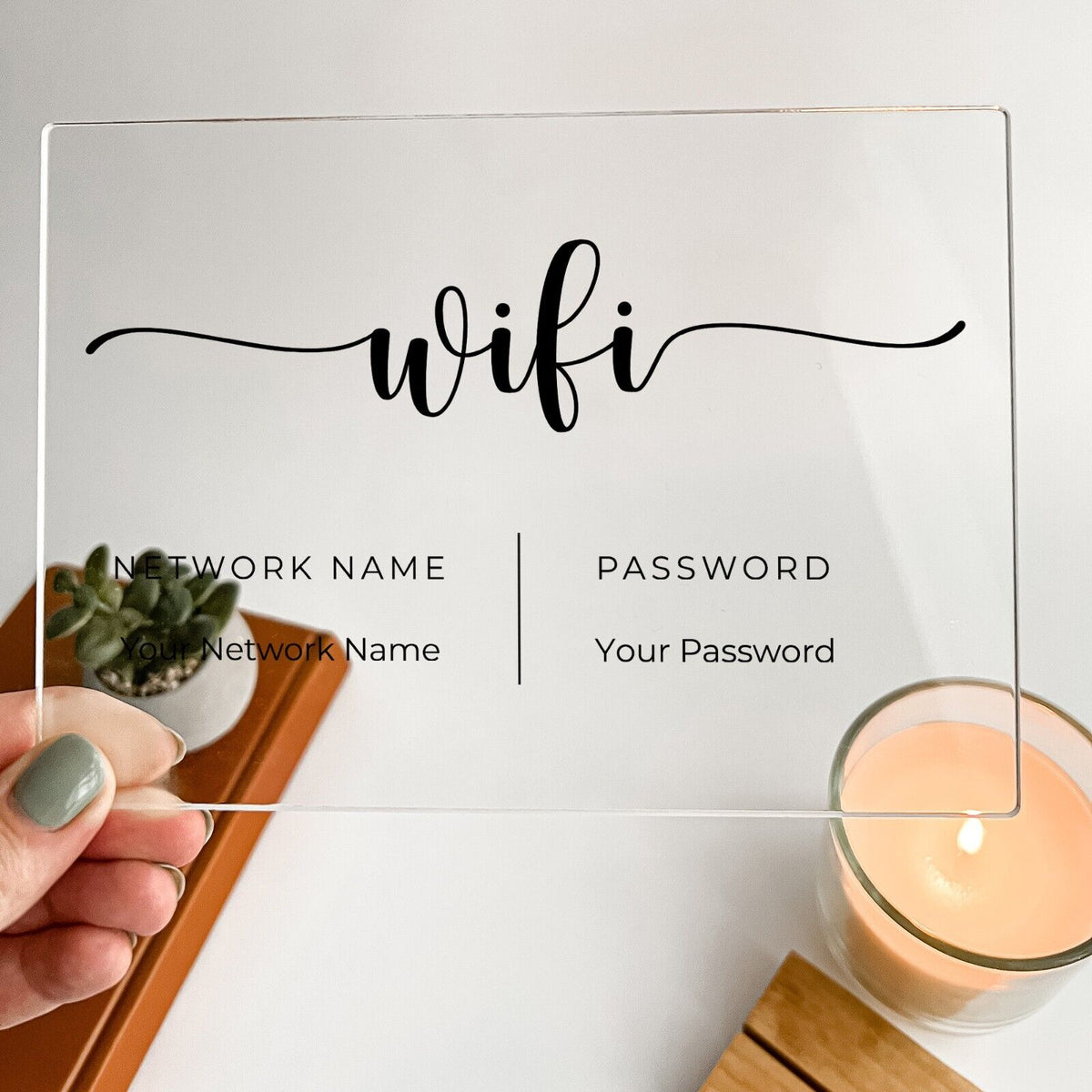 Connection Stand Card Personalized Wi-Fi Internet Network Connection Stand Custom Wood Stand ...