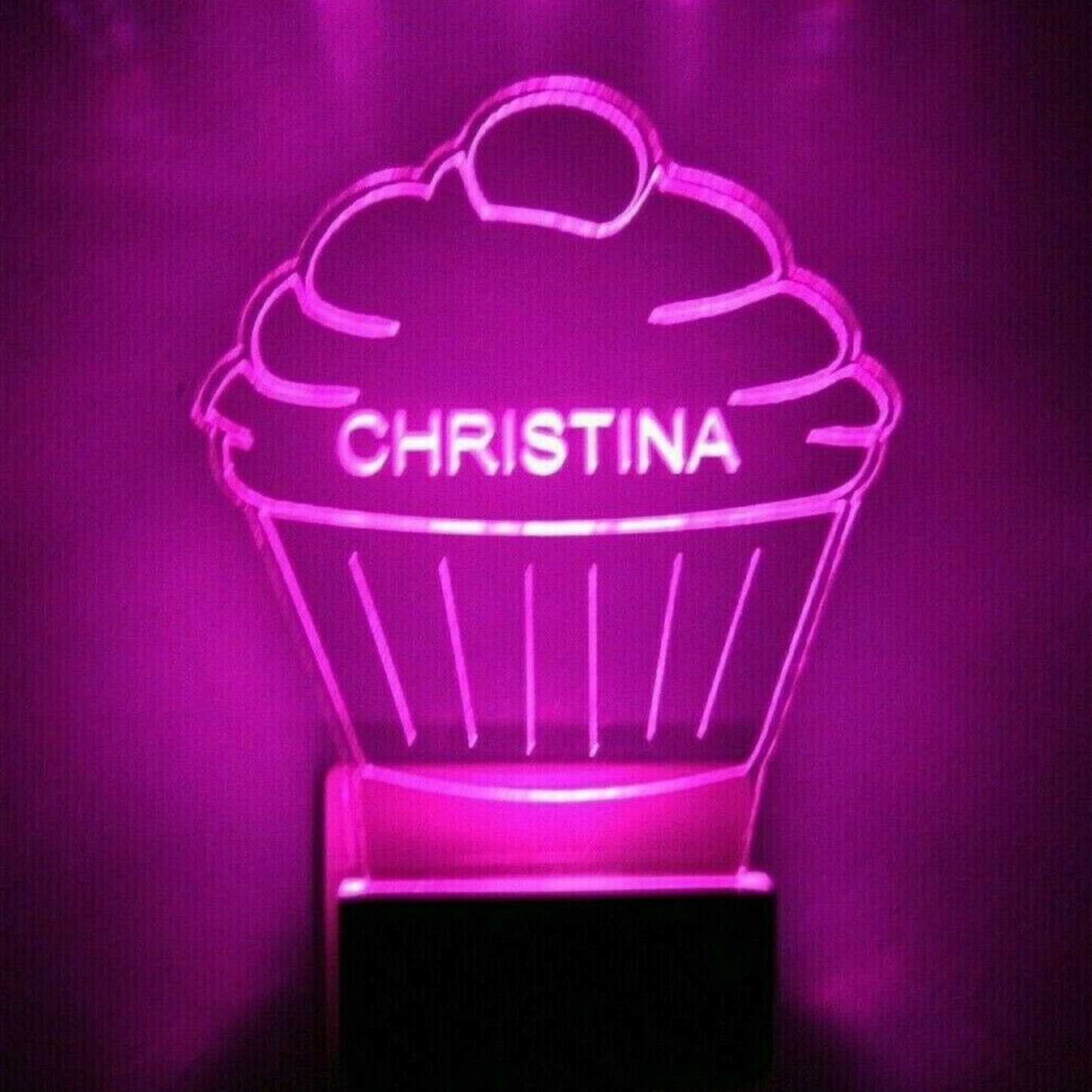 Cupcake Night Light Multi Color Personalized LED Wall Plug-in, Cool-Touch Smart Dusk to Dawn Sensor, Bedroom, Hallway, Bathroom, Super Cool