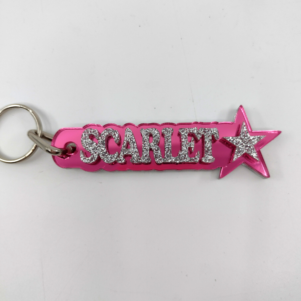 Custom Name and Background Keychain with Star