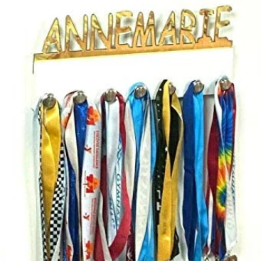 Personalized Name Medal Holder, Handmade Wall Organizer, Storage Space for Your Living Space