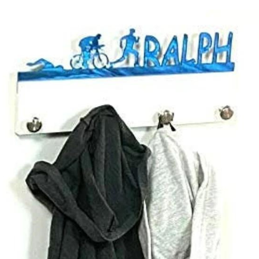 Triathlon Swimming, Cycling, Running Personalized Sports Coat Hook Hanger, Handmade Wall Organizer, Storage Space for Your Living Space