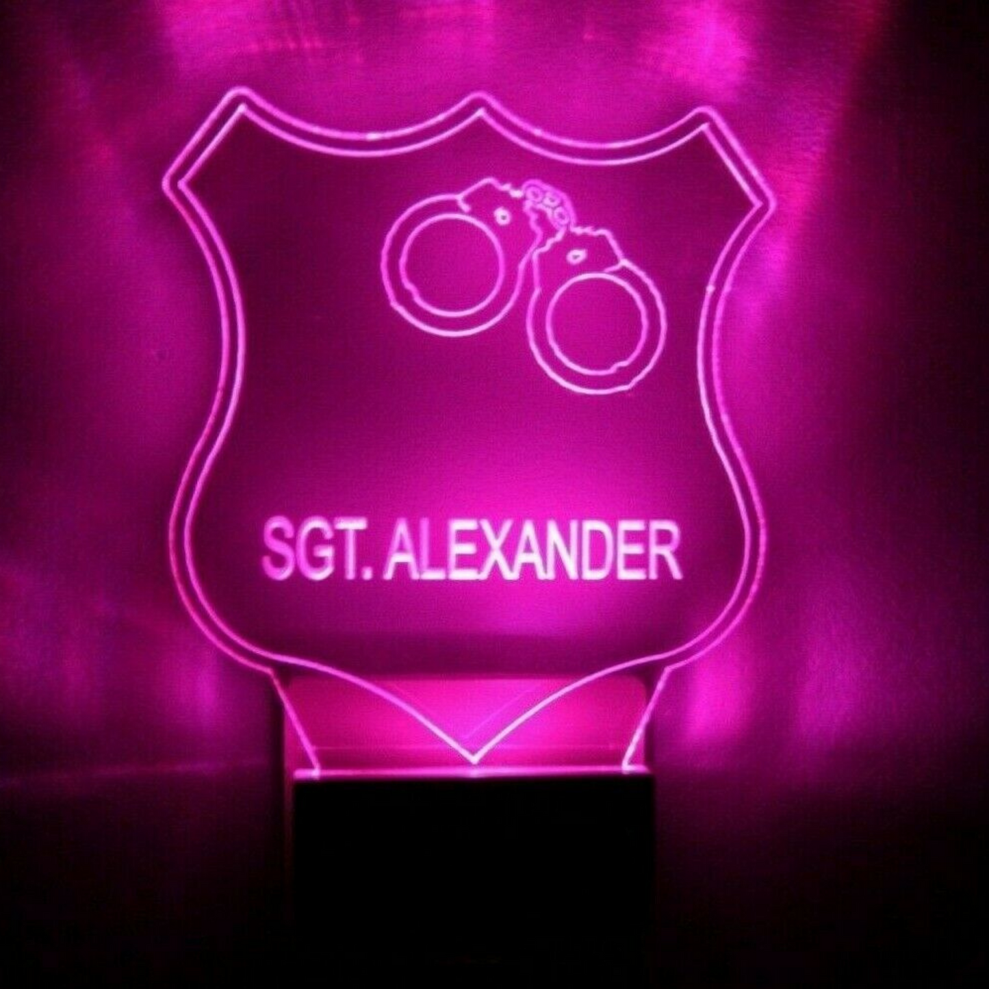Police Badge Night Light Multi Color Personalized LED Wall Plug-in Cool-Touch Smart Dusk to Dawn Sensor