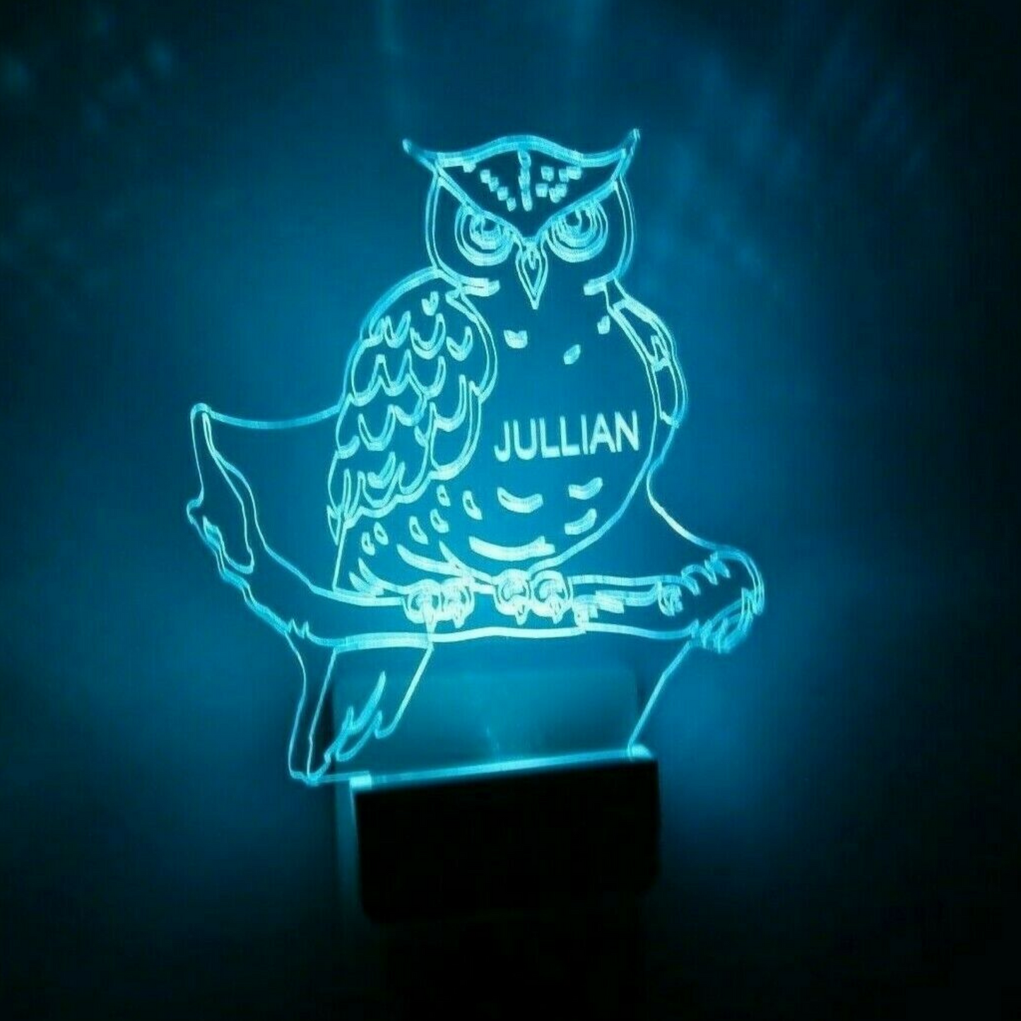 Owl Night Light Multi Color Personalized LED Wall Plug-in, Cool-Touch Smart Dusk to Dawn Sensor, Kids Children's Bedroom Hallway