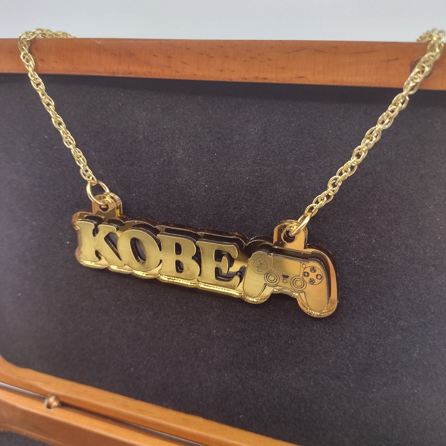 Custom Video Game Controller Name Necklace, Personalized Name and Background Color