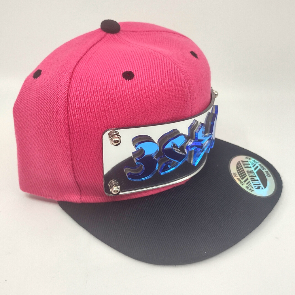 Pink and Black Custom Snapback Hat, Laser Cut, Made to Order, Exclusive Creation