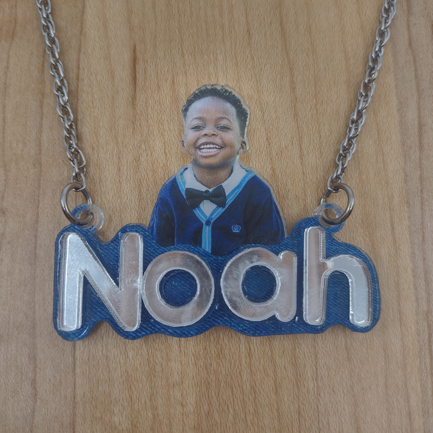 Custom Picture Photo Printed on Premium Clear Acrylic Necklace Pendant Personalized Free Laser Cut Name With Quality Choice Chain