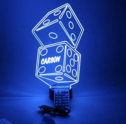 Dice LED Tabletop Nightlight Up Lamp, 16 Color Options with Remote