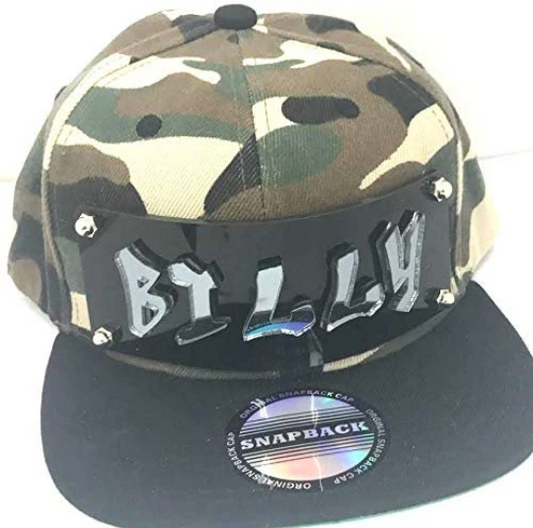 Personalized Custom Snapback Hat Six Panel Flat Bill Snap Back Hat Cap, Laser Cut Graffiti Letters, Custom Made to Order, Exclusive Creation
