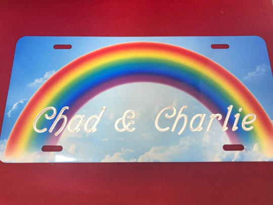 Custom Engraved Rainbow License Vanity Plate