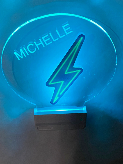 Lightning Bolt Night Light Multi Color Personalized LED Room Wall Plug-in Cool-Touch Smart With Dusk to Dawn Sensor Bedroom Hallway Bathroom