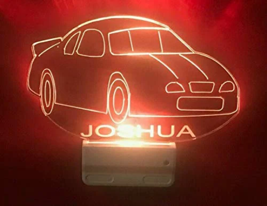 Sports Car Night Light Multi Color Personalized LED Wall Plug-in Cool-Touch Smart Dusk to Dawn Sensor Children's Bedroom Hallway, Super Cool