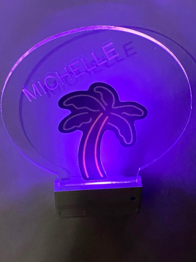 Palm Tree Night Light Multi Color Personalized LED Room Wall Plug-in Cool-Touch Smart and Dusk to Dawn Sensor Bedroom Hallway Bathroom, Cool