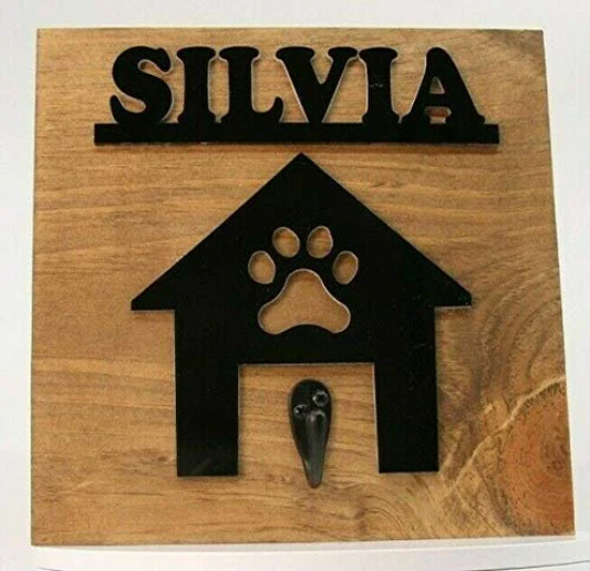 Personalized Wooden Dog Leash Hangers Custom Leash Holder