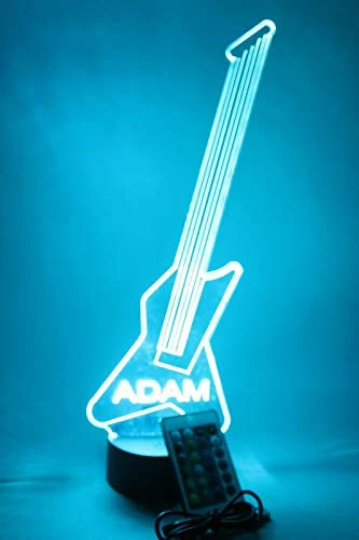 Electric Guitar Music LED Tabletop Night Light Up Lamp, 16 Color options with Remote