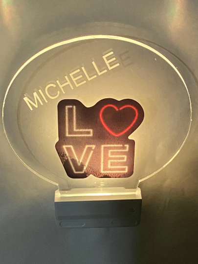 Love Night Light Multi Color Personalized LED Room Wall Plug-in Cool-Touch Smart Dusk to Dawn Sensor, Bedroom, Hallway, Bathroom, Super Cool