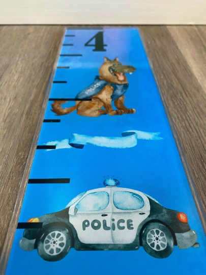 Acrylic Police Man Car Badge Design Height Kids Growth Chart