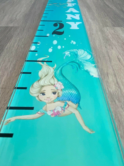 Acrylic Mermaid Under The Sea Design Kids Growth Chart