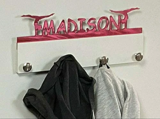 Custom Personalized Coat Hook Rack Holder Hanger Gymnastics Gymnasts Girls Handmade Wall Organizer, Storage Space For Your Living Space