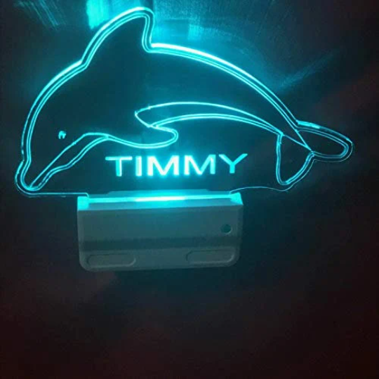 Dolphin Night Light Multi Color Personalized LED Wall Plug-in, Cool-Touch Smart Dusk to Dawn Sensor, Bedroom, Hallway, Bathroom, Super Cool