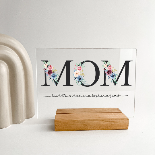 Custom Mothers Day Gift Photo with Wood Stand
