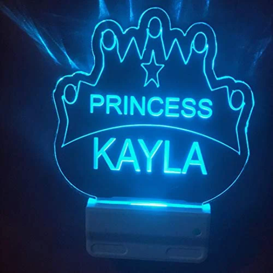 Princess Crown Night Light Multi Color Personalized LED Wall Plug-in, Cool-Touch Smart Dusk Dawn Sensor Bedroom Hallway Bathroom, Super Cool