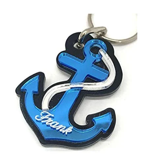 Anchor Keychain, Personalized Name or Saying and Background Color