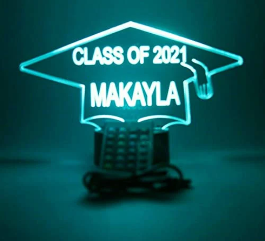 Class of Graduation Cap LED Tabletop Nightlight Up Lamp, 16 Color Changing Options with Remote