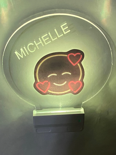 Smiley Heart Emoji Night Light Multi Color Personalized LED Room Wall Plug-in Cool-Touch Smart Dusk to Dawn Sensor, Bedroom Hallway Bathroom