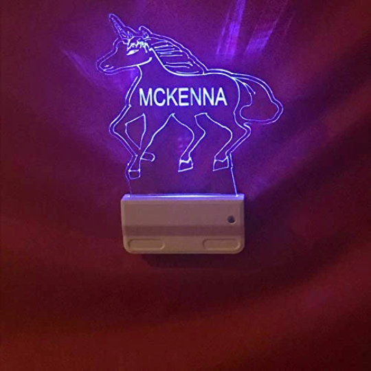 Unicorn Night Light Multi Color Personalized LED Room Wall Plug-in Cool-Touch Smart Dusk to Dawn Sensor, Bedroom Hallway Bathroom Super Cool
