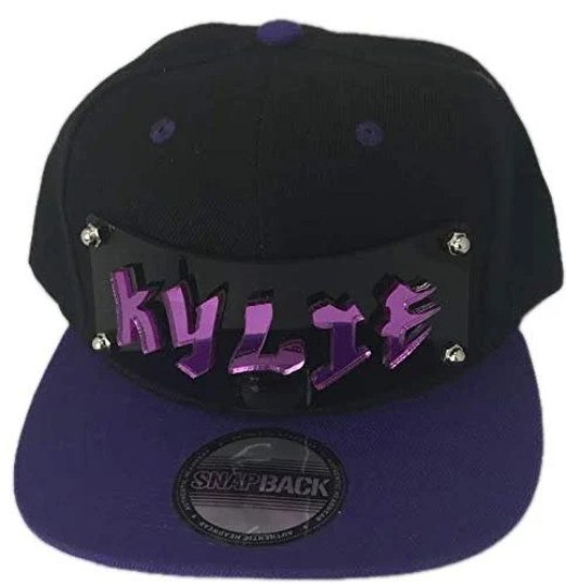 Black and Purple Custom Snapback Hat, Laser Cut Letters, Made to Order, Exclusive Creation
