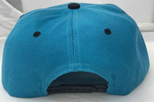 Custom Teal Hat Black Brim Snapback Hat , Laser Cut Letters, Custom Made to Order