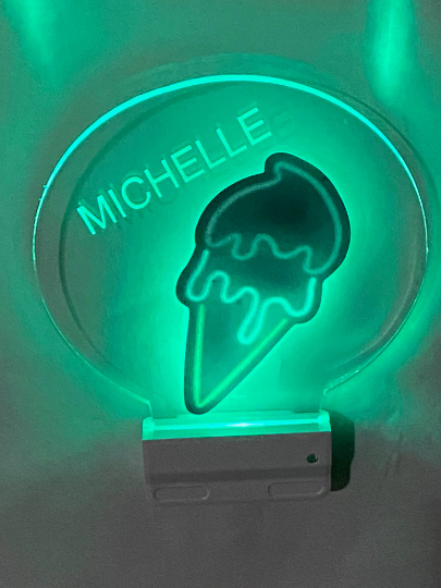 Ice Cream Night Light Multi Color Personalized LED Room Wall Plug-in Cool-Touch Smart and Dusk to Dawn Sensor Bedroom Hallway Bathroom, Cool