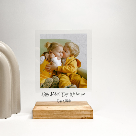 Dear Mom, Custom Photo & Note to Mom with Wood Stand