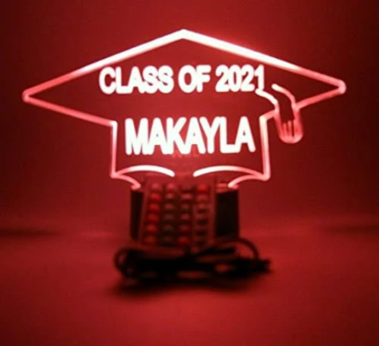 Class of Graduation Cap LED Tabletop Nightlight Up Lamp, 16 Color Changing Options with Remote