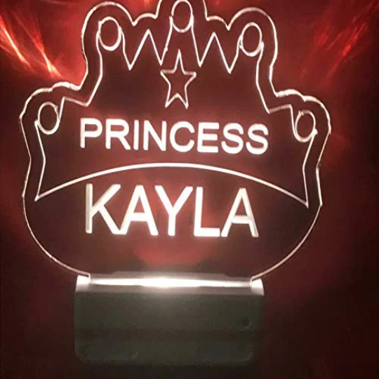 Princess Crown Night Light Multi Color Personalized LED Wall Plug-in, Cool-Touch Smart Dusk Dawn Sensor Bedroom Hallway Bathroom, Super Cool