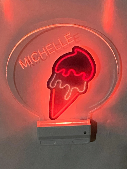 Ice Cream Night Light Multi Color Personalized LED Room Wall Plug-in Cool-Touch Smart and Dusk to Dawn Sensor Bedroom Hallway Bathroom, Cool